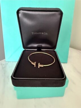 Tiffany & Co. Rose Gold T Diamond Wire Bracelet